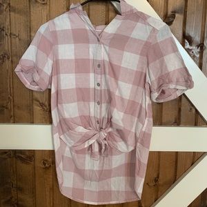 Abercrombie button up front tie shirt